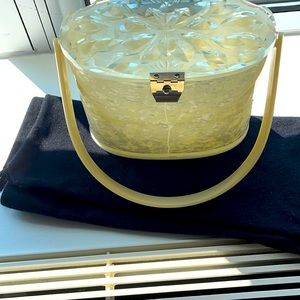 Vintage lucite bag with off white morif